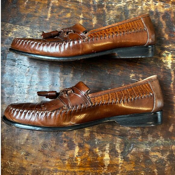 Giorgio Brutini Brown Leather Men's Made in Brazil Reptile Print Loafers 9.5D - Picture 4 of 9